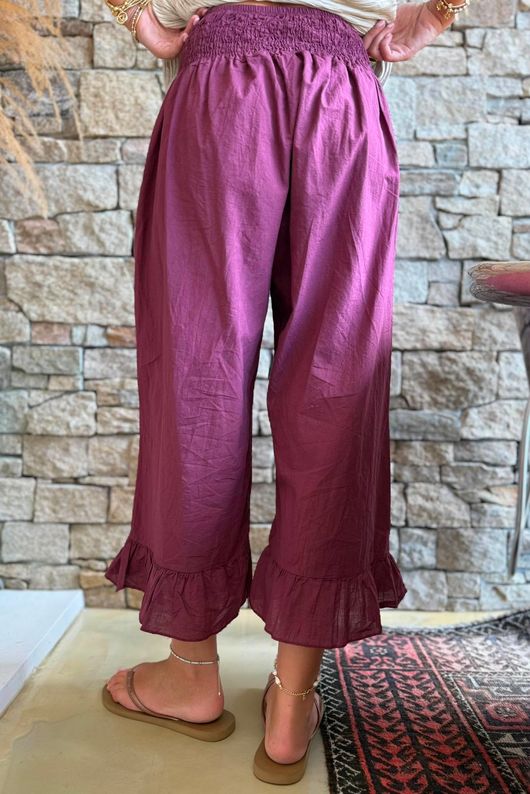 Larc Frill Kick Pant Aubergine